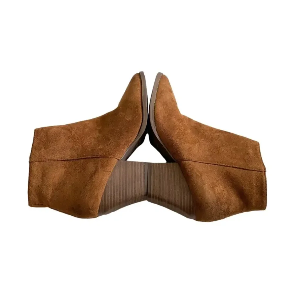 Dominique Nicole Jeri Bootie Brown Side Zipper Ankle Bootie Shoe Boots Size 8